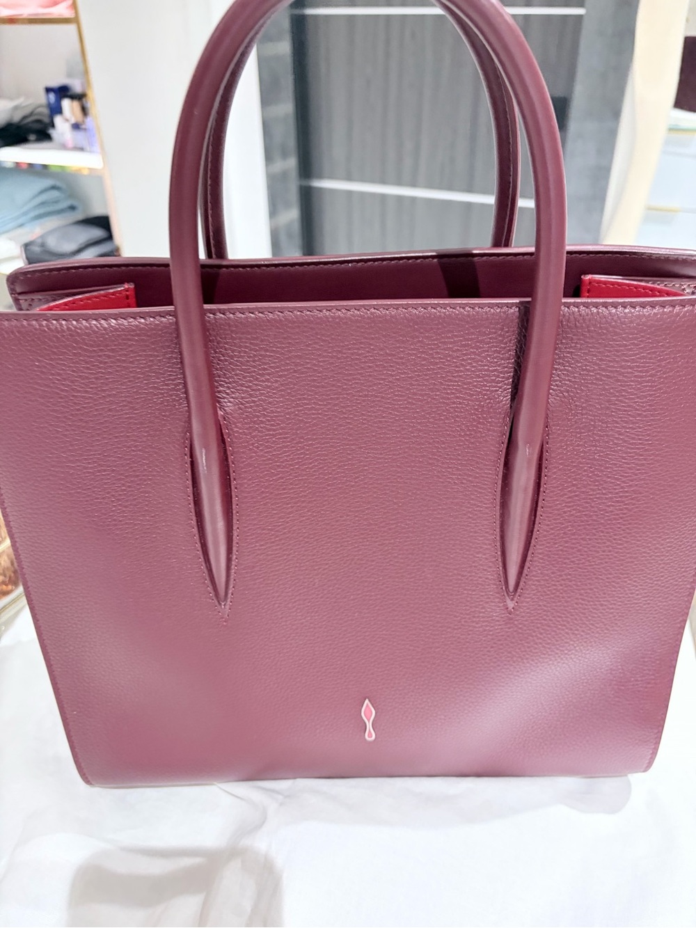 Christian Louboutin Wine Leather Tote Bag